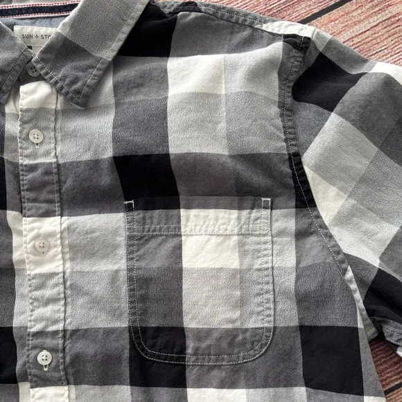 Sun + Stone • Men's Burke Regular-Fit Plaid Button-Down Shirt - Size XXL - Picture 8 of 16